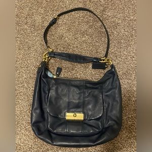 Coach leather satchel purse - Navy with gold accents